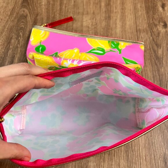 Lilly Pulitzer for Estee Lauder Pink Lemon Floral Makeup/Cosmetic Bag Bundle - Picture 11 of 12